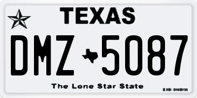 TX license plate DMZ5087