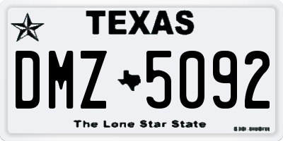 TX license plate DMZ5092