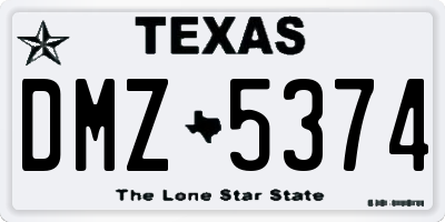 TX license plate DMZ5374