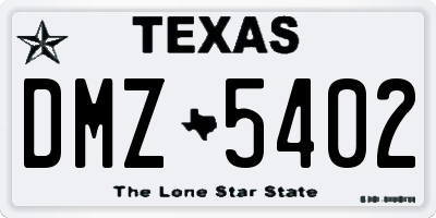 TX license plate DMZ5402