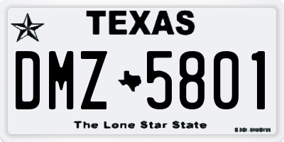 TX license plate DMZ5801