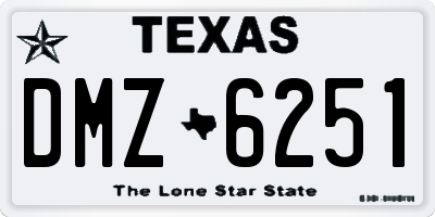 TX license plate DMZ6251