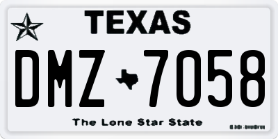 TX license plate DMZ7058