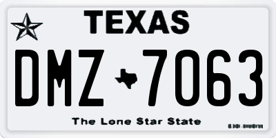 TX license plate DMZ7063