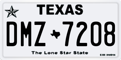 TX license plate DMZ7208