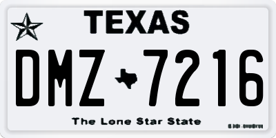 TX license plate DMZ7216