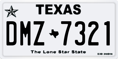 TX license plate DMZ7321