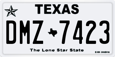 TX license plate DMZ7423