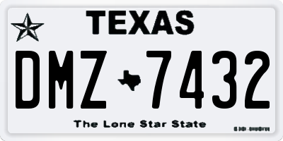 TX license plate DMZ7432