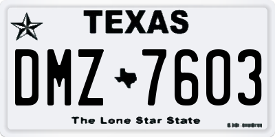 TX license plate DMZ7603