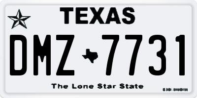 TX license plate DMZ7731