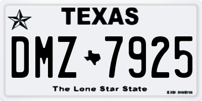 TX license plate DMZ7925