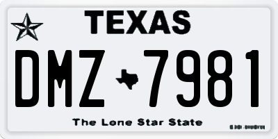 TX license plate DMZ7981