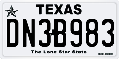 TX license plate DN3B983