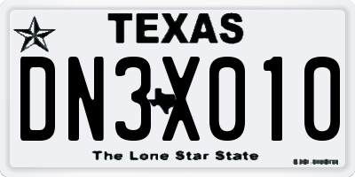 TX license plate DN3X010