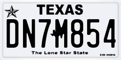 TX license plate DN7M854