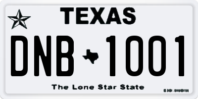 TX license plate DNB1001