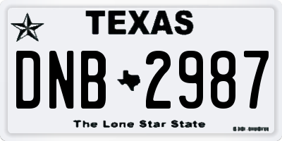 TX license plate DNB2987