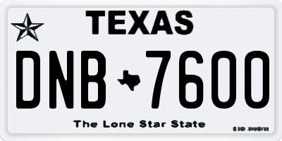 TX license plate DNB7600