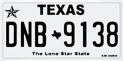 TX license plate DNB9138