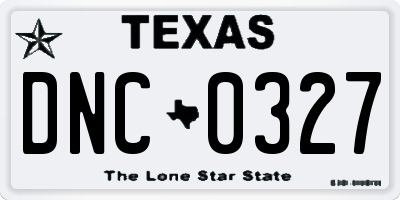 TX license plate DNC0327