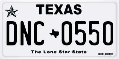 TX license plate DNC0550