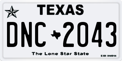 TX license plate DNC2043