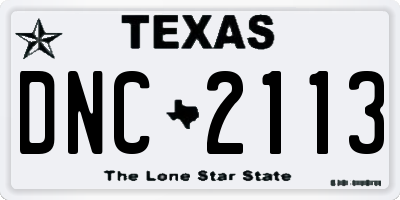 TX license plate DNC2113