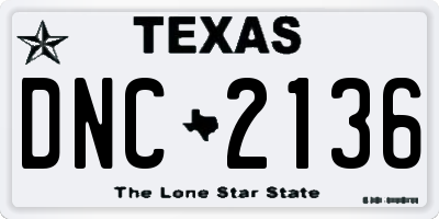 TX license plate DNC2136