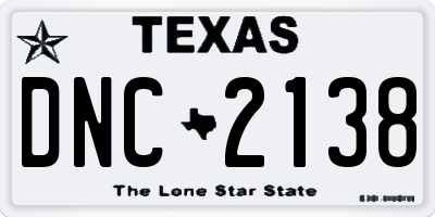 TX license plate DNC2138