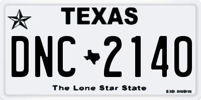 TX license plate DNC2140