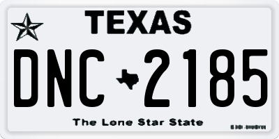 TX license plate DNC2185