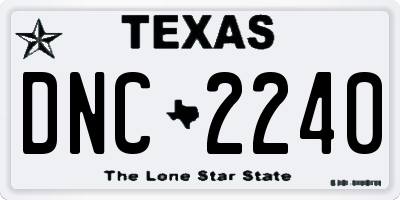 TX license plate DNC2240