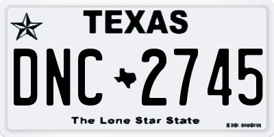 TX license plate DNC2745