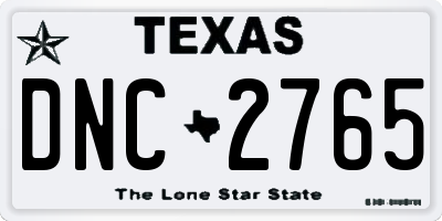 TX license plate DNC2765