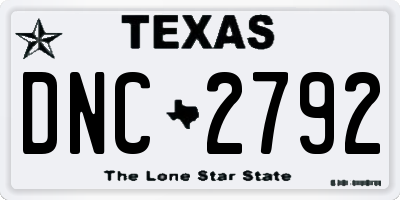 TX license plate DNC2792