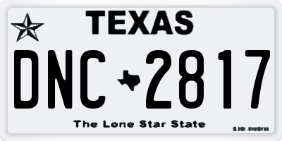 TX license plate DNC2817