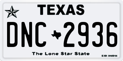 TX license plate DNC2936