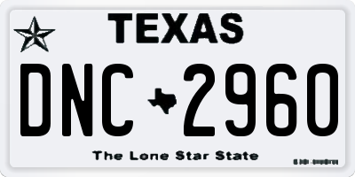 TX license plate DNC2960