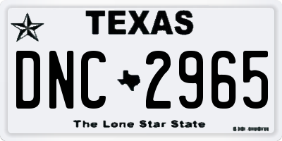 TX license plate DNC2965