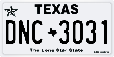 TX license plate DNC3031