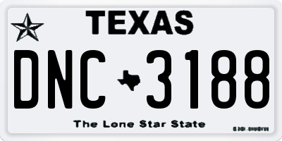 TX license plate DNC3188