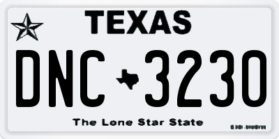 TX license plate DNC3230