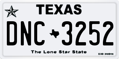 TX license plate DNC3252