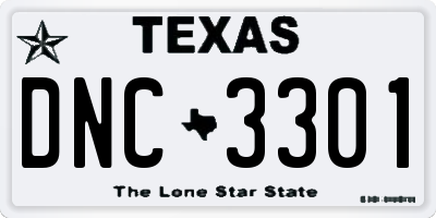 TX license plate DNC3301