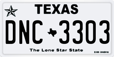 TX license plate DNC3303