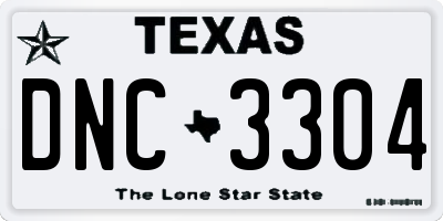 TX license plate DNC3304