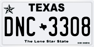 TX license plate DNC3308