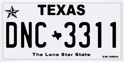 TX license plate DNC3311