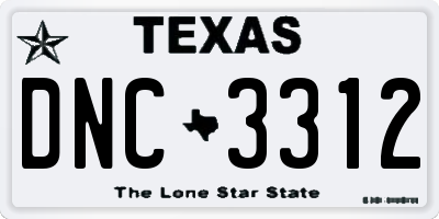 TX license plate DNC3312